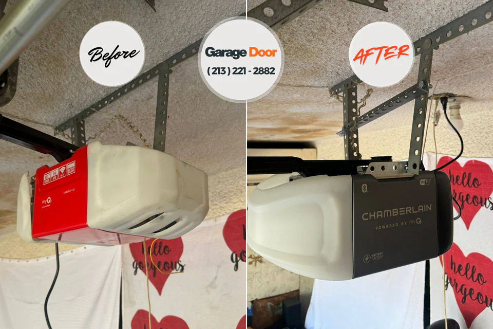 Before and after: garage door repair Chapel Hill, NC